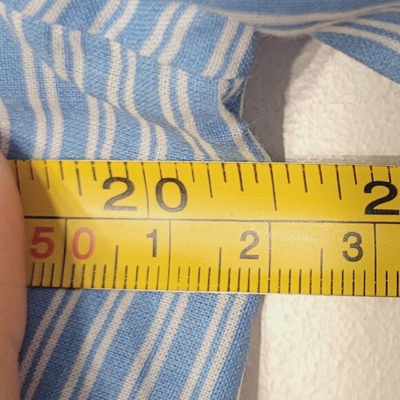 DAVI & DANI 100% Cotton Blue Striped Bell Sleeves Embroidered Shift Dress NEW - Picture 10 of 11